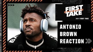 First Take reacts to Antonio Brown leaving during the game in the BuccaneersJets matchup [upl. by Ysirhc]