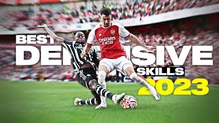 Crazy Football Defensive Skills amp Tackles 2023  HD [upl. by Yzus187]