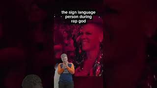 the sign language person during rap god eminem rapgod funny shorts [upl. by Drewett]