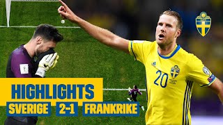 MÅL FRÅN HALVA PLANEN  Highlights VMkval 2017  Sverige  Frankrike 21 [upl. by Prowel269]