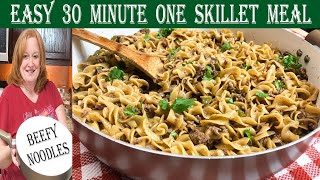 ONE SKILLET BEEFY NOODLES  30 Minute Easy Homemade Hamburger Helper [upl. by Odlo]