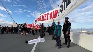 Protesters demanding ceasefire block San Franciscos Bay Bridge [upl. by Oaht]