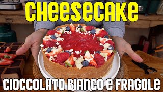 CHEESECAKE alle FRAGOLE e CIOCCOLATO BIANCO  SENZA GLUTINE SENZA GELATINA e pronta in 30 ⏰ [upl. by Aicelaf844]