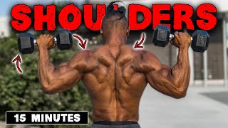 15 MINUTE LIGHTWEIGHT DUMBBELL SHOULDERS amp TRAPS WORKOUT [upl. by Raybourne]