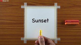 Sunset drawing  Sunset drawing with oil pastels  Drawing sunset easy [upl. by Mansur235]