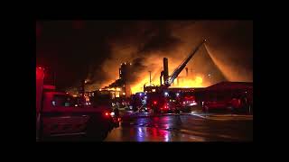 Fire Razes Historic Waterfront Building in Rhode Island [upl. by Aretak]