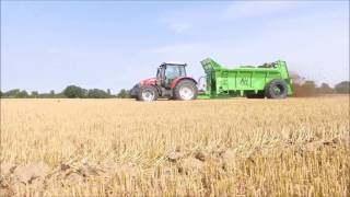 Brand new AgriHire 18t muck spreader working behind Massey Ferguson 110hp [upl. by Concoff]