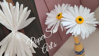 Giant Crepe Paper Daisy flower for Home decorationHandmade Flores de papel crêpe DIYPaperSaiarts [upl. by Ahsinid635]