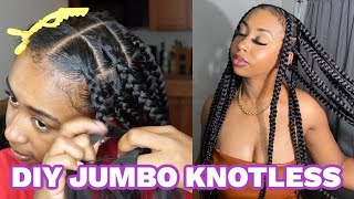 DIY JUMBO KNOTLESS BRAIDS  Detailed Explanation [upl. by Clausen]