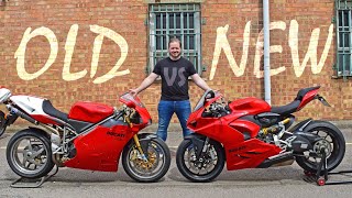 Can 90s Superbikes still cut it We Compare Ducati 748R and 2020 Panigale V2 With Bikeiconics [upl. by Llenyar]