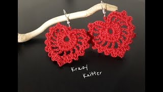 Tutorial orecchini cuore uncinetto crochet Heart earrings [upl. by Airdnala471]