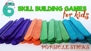 6 Therapeutic Games with Popsicle Sticks for Skill Building l OT Teletherapy l Kids Remote Learning [upl. by Ytomit]