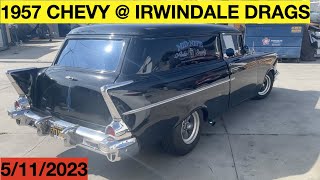 57 Chevy Sedan Delivery IrwindaleSpeedway 51123 [upl. by Jerald]