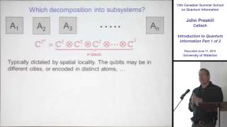 John Preskill  Introduction to Quantum Information Part 1  CSSQI 2012 [upl. by Dhaf]