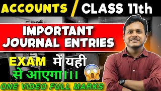 Important Journal Entries Class 11  Most Important Journal Entries Journal Entry Class 11 For Exam [upl. by Ynittirb]