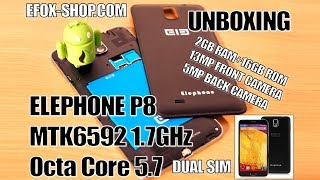 Elephone P8 UNBOXING Octa Core 17GHz MTK6592 57quot FHD 19201080  DUAL SIM  Black [upl. by Massarelli637]