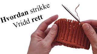 Hvordan Strikke Vrangbord Med Vridd Rett [upl. by Atinyl]