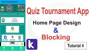 Quiz Tournament amp Earning App Home Page in Kodular tutorial 4 [upl. by Alair]