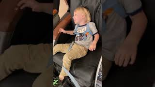 Toddler tries massage chair for the first time [upl. by Arobed]