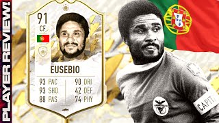 FIFA 22 MID ICON EUSEBIO PLAYER REVIEW  91 MID ICON EUSEBIO REVIEW  FIFA 22 ULTIMATE TEAM [upl. by Eeryn]