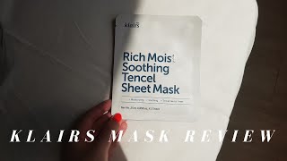 Klairs Rich Moist Soothing Mask Test amp Review [upl. by Niamjneb362]