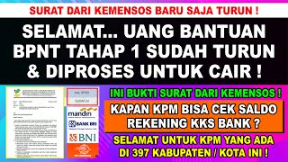 SELAMAT❗ UANG BANTUAN BPNT TAHAP 1 DI KKS BANK SUDAH MULAI DI PROSES SESUAI SURAT DARI KEMENSOS INI [upl. by Ayyidas]