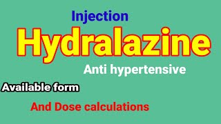 injection hydralazine available form and dose calculations anaesthesiawithbabar2576 [upl. by Malinin849]