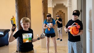 Nerf Game Sneak Attack Squad Family Nerf Battle Silent Challenge [upl. by Aysahc]