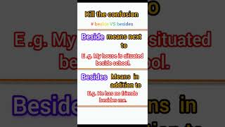 Beside VS Besides  kill the confusion english learning viralvideo confusion [upl. by Nomelihp]