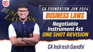 Negotiable Instrument  One shot Revision  CA Foundation Law  June 2024  Indresh Gandhi [upl. by Tibbetts]