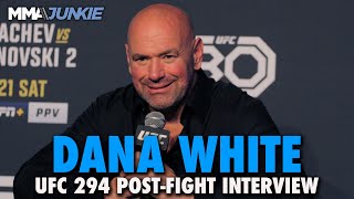 Dana White Reacts to Islam Makhachevs KO of Volkanovski Talks Khamzat Chimaevs Future  UFC 294 [upl. by Theurer]