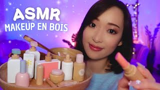 ASMR 💄Kit de maquillage en BOIS  Je te fais une beauté visuel avec doublage de sons [upl. by Drye]