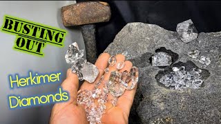 Herkimer Diamond Crystal Mining in New York  Busting Quartz out of rocks [upl. by Rinna]