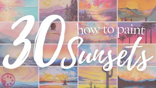 How to Paint Sunsets amp Sunrises  30 Acrylic Painting Tutorials for Beginners [upl. by Maxy]