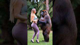 Gorilla best jogging funny video funny animalhumor animals animalsorts bgmcute funnyanimal [upl. by Larrad]