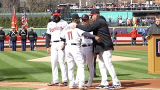 Guardians lineup introduced at Progressive Field home opener [upl. by Annaehr]