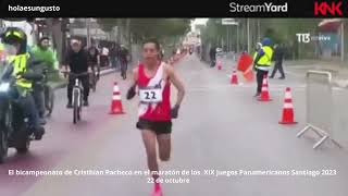 Resumen del bicampeonato conseguido por Cristhian Pacheco en el maratón masculino Santiago 2023 [upl. by Ydnarb]