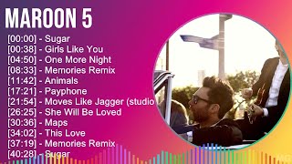 Maroon 5 2024 MIX Playlist  Sugar Girls Like You One More Night Memories Remix [upl. by Arlynne213]