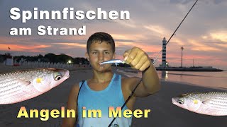 Meeresangeln  Spinnfischen am Strand im Mittelmeer  Angeln in Italien am Meer bei Sonnenaufgang [upl. by Padget]