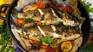 Super Delicious and Elegant Oven Baked Whole Branzino Fish [upl. by Rafaellle850]