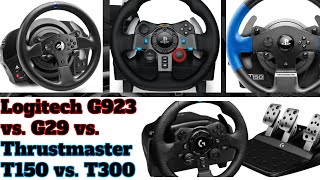 Logitech G923 vs G29 vs Thrustmaster T150 vs T300 im Vergleichstest [upl. by Notlimah707]