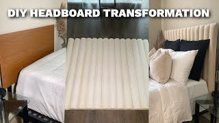 How to Pinterest Inspired DIY Channel Tufted Headboard  EASIEST DIY Headboard Method [upl. by Oinotnas796]