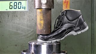 How Strong Are Safety Shoes Cheap Vs Expensive in Hydraulic Press Test [upl. by Hendrika152]