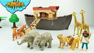 NOAHS ARK Playmobil Playset  Safari animal toys in ship boat ocean for kids [upl. by Eanrahs]