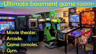 Ultimate basement game room tour v20  arcade movie theater gym and more [upl. by Thorbert951]