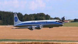 DOUGLAS DC6B PAN AMERICAN GIGANTIC RC AIRLINER MODEL FLIGHT DEMONSTRATION  RC Airliner Show 2015 [upl. by Bigelow308]