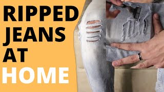 How To Make Your Jeans RIPPED  DIY [upl. by Aerdnaid745]