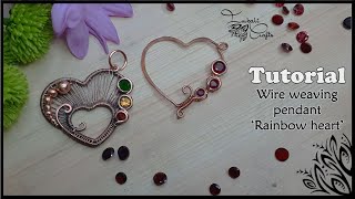 Rainbow heart valentines pendant  wire wrap pendant [upl. by Anikahs944]