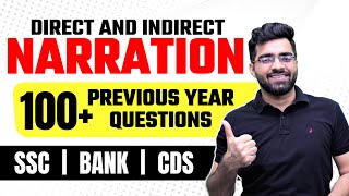 Direct and Indirect  Narration  100 Previous Year Questions  SSC CGL CHSL CPO  BANK POCLERK [upl. by Roos]