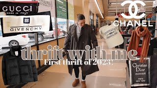 I FOUND SO MUCH DESIGNER THRIFT WITH ME my first trip of 2023  try on thrift haul [upl. by Allyson995]